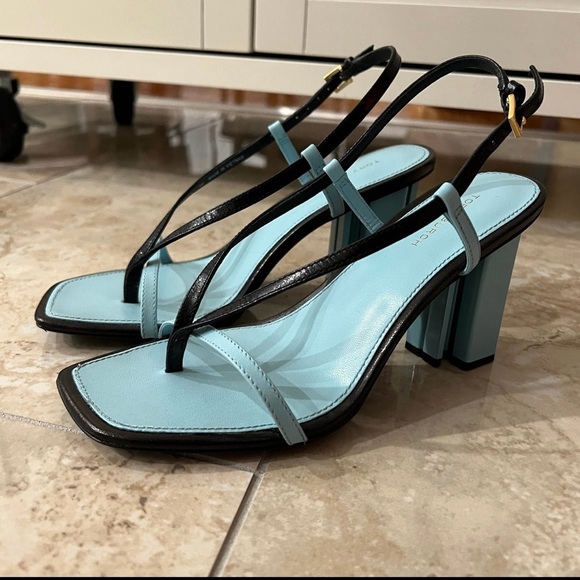Tory Burch Black and Blue Strap Heels - Picture 6 of 12